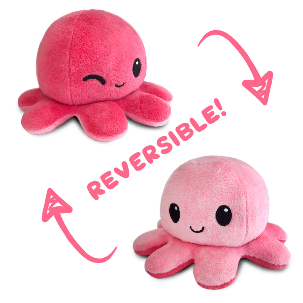 TeeTurtle Reversible Plushie: Octopus - Light Pink/Pink Wink - Mini