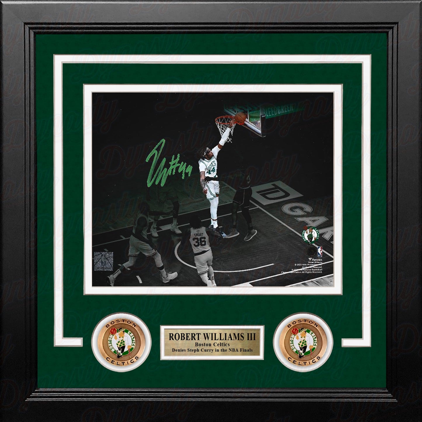 Robert Williams III Blocks Steph Curry Boston Celtics Autographed Framed Basketball Photo