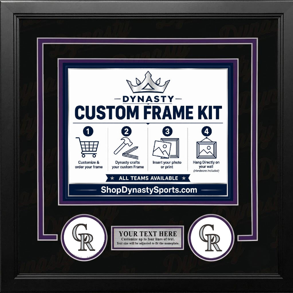 MLB Baseball Photo Picture Frame Kit - Colorado Rockies (Black Matting, Purple Trim)