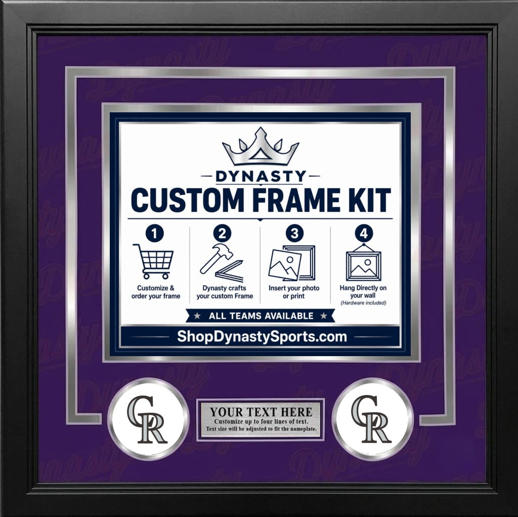 MLB Baseball Photo Picture Frame Kit - Colorado Rockies (Black Matting, Purple Trim)