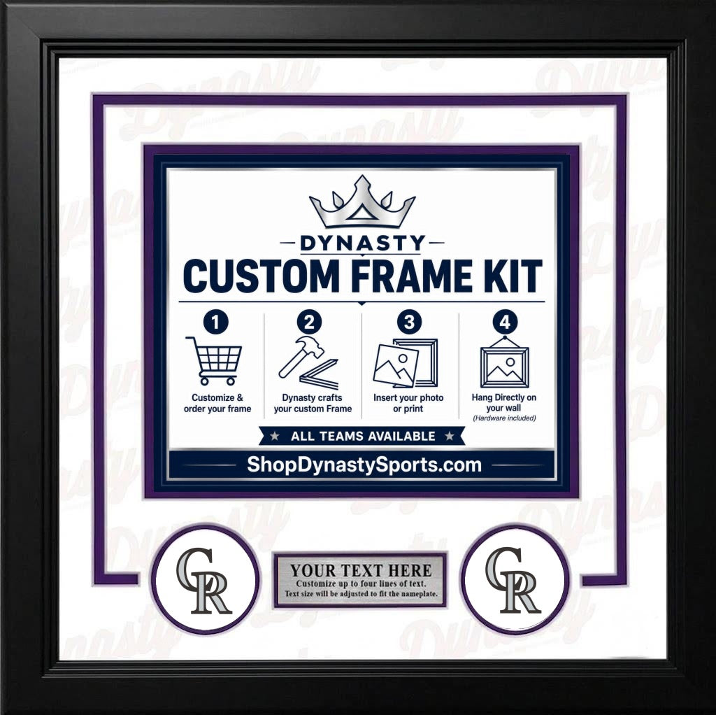 MLB Baseball Photo Picture Frame Kit - Colorado Rockies (Black Matting, Purple Trim)