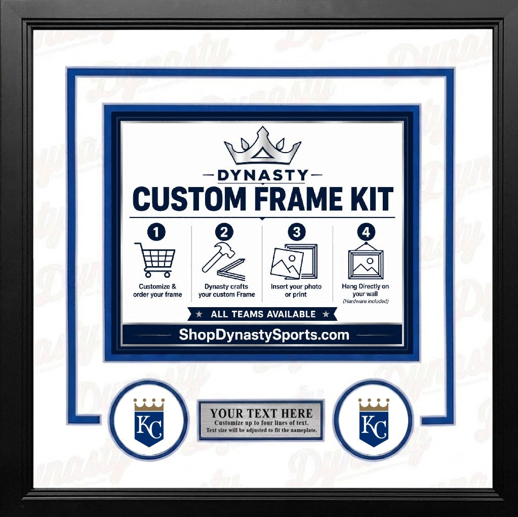 MLB Baseball Photo Picture Frame Kit - Kansas City Royals (White Matting, Blue Trim)