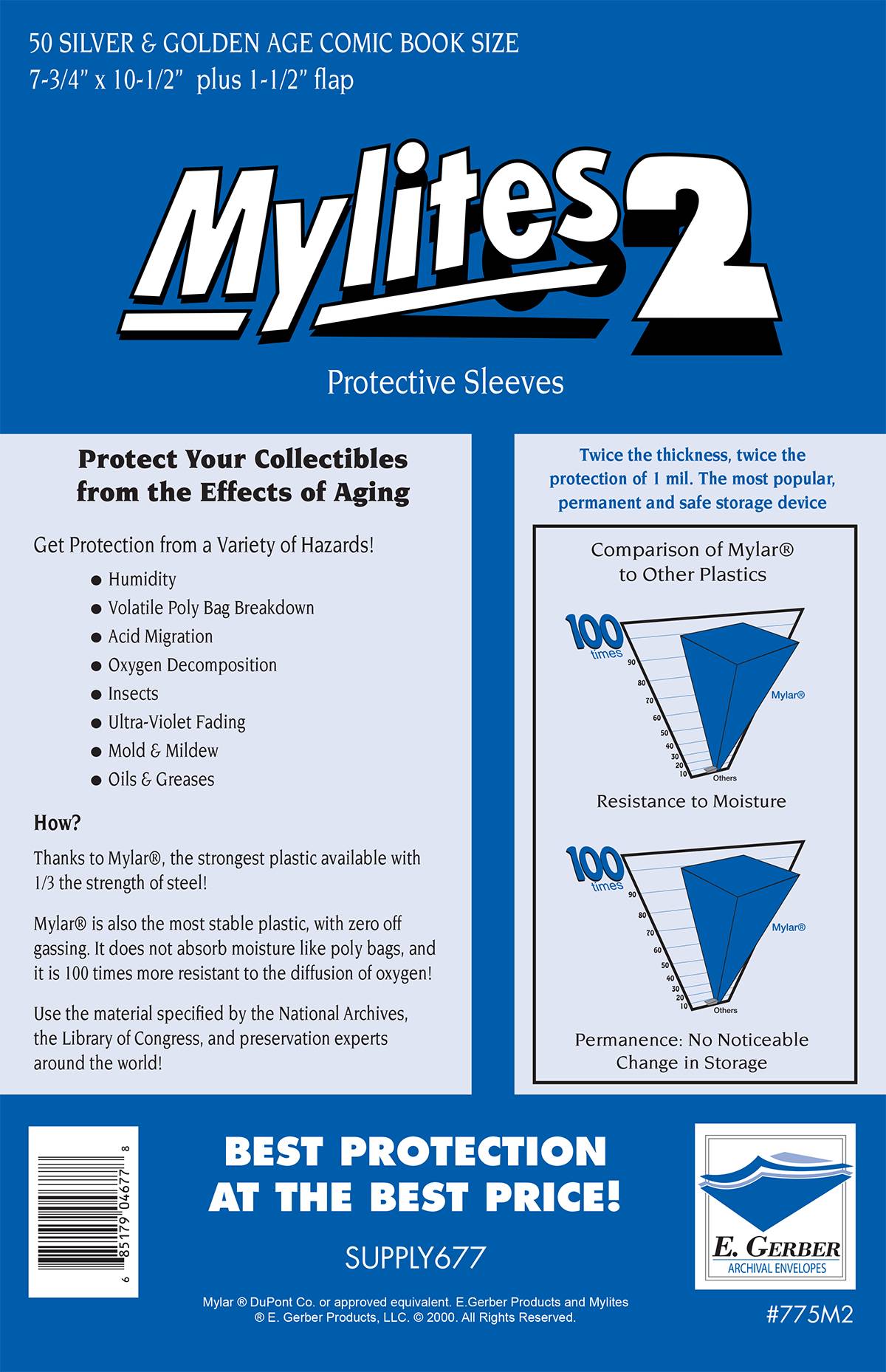 Mylites 2 Silver & Golden Age Comic Book Mylar Sleeves - Pack of 50