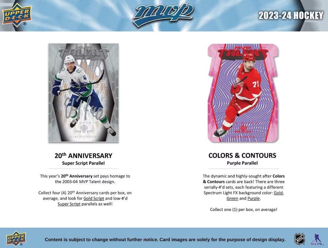 2023/24 Upper Deck MVP Hockey Hobby Box