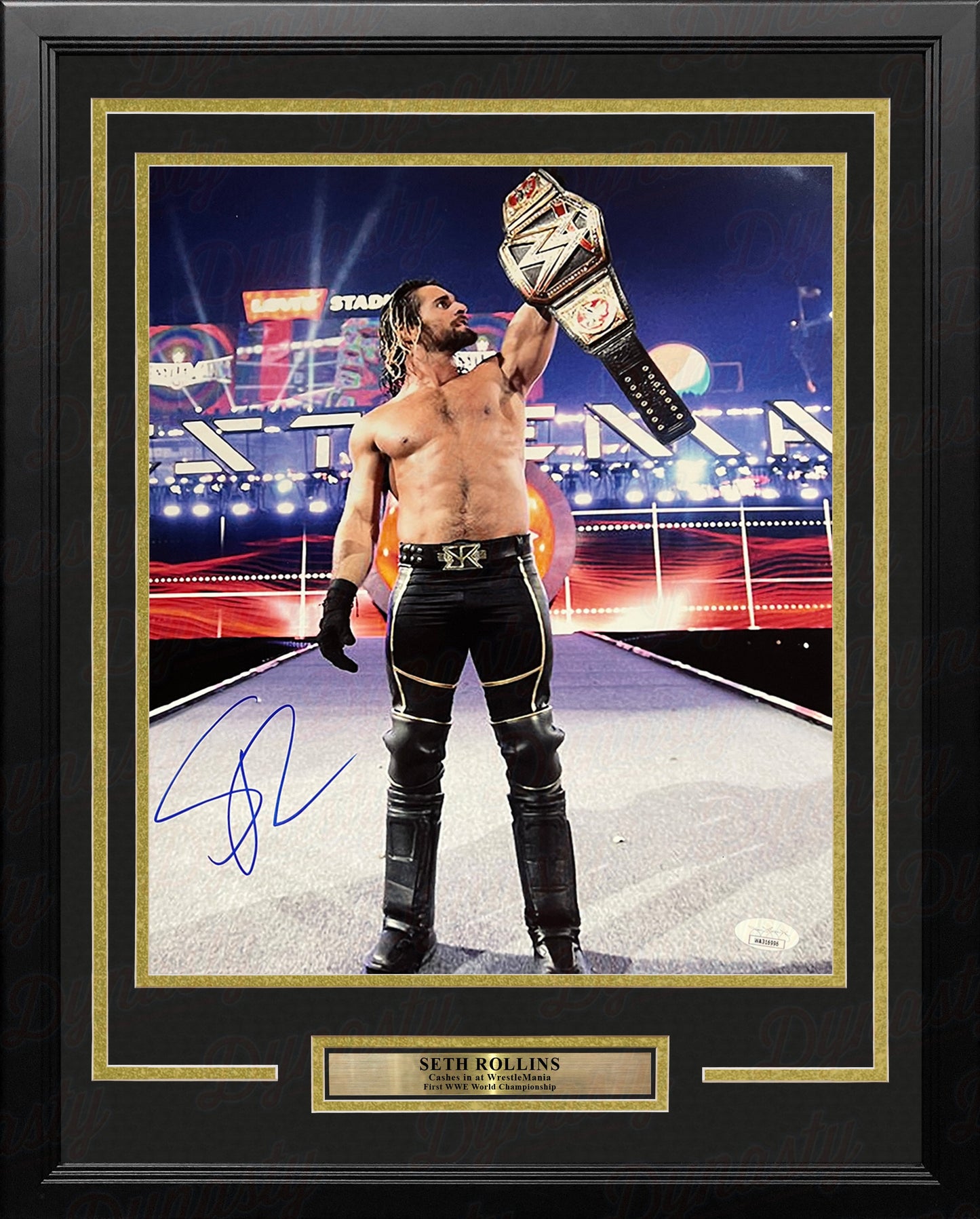 Seth Rollins Money-in-the-Bank Championship Cash-in Autographed Framed WWE Wrestling Photo