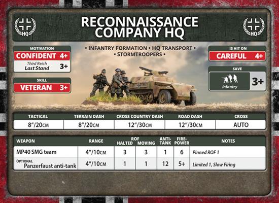 Flames of War: German Armoured Reconnaissance Company HQ (Late War)