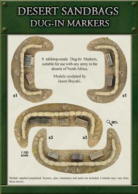 Flames of War: Desert Sandbags - Dug In Markers