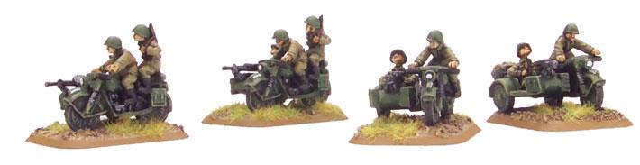 Flames of War: Soviet M-72 Motorcycle & Sidecar (x4)