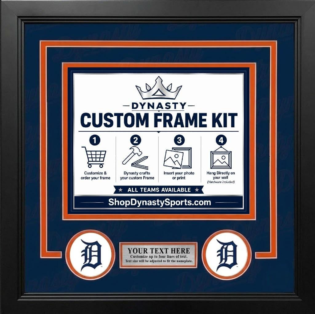 MLB Baseball Photo Picture Frame Kit - Detroit Tigers (Navy Matting, White Trim)
