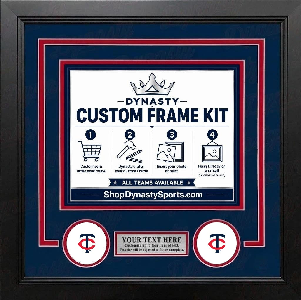 MLB Baseball Photo Picture Frame Kit - Minnesota Twins (Navy Matting, White Trim)
