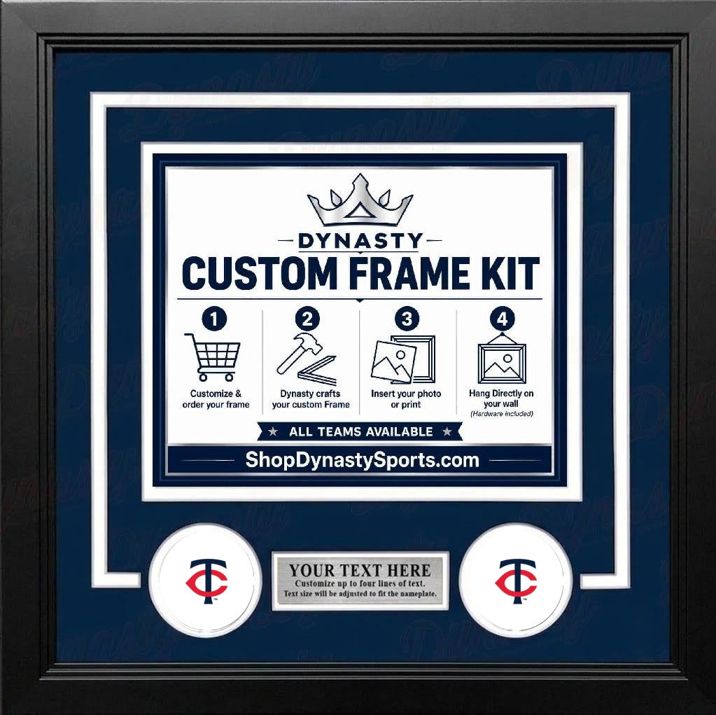 MLB Baseball Photo Picture Frame Kit - Minnesota Twins (Navy Matting, White Trim)