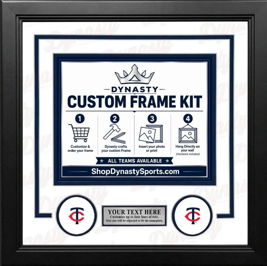 MLB Baseball Photo Picture Frame Kit - Minnesota Twins (Red Matting, Navy Trim)