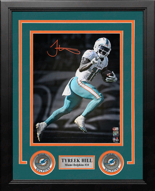 Tyreek Hill Blackout Action Miami Dolphins Autographed Framed Football Photo