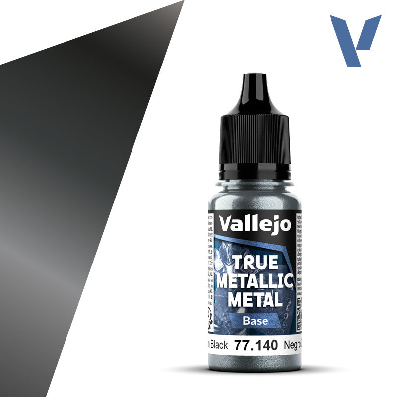 Vallejo True Metallic Metal: Obsidian Black - Base (18 ml)