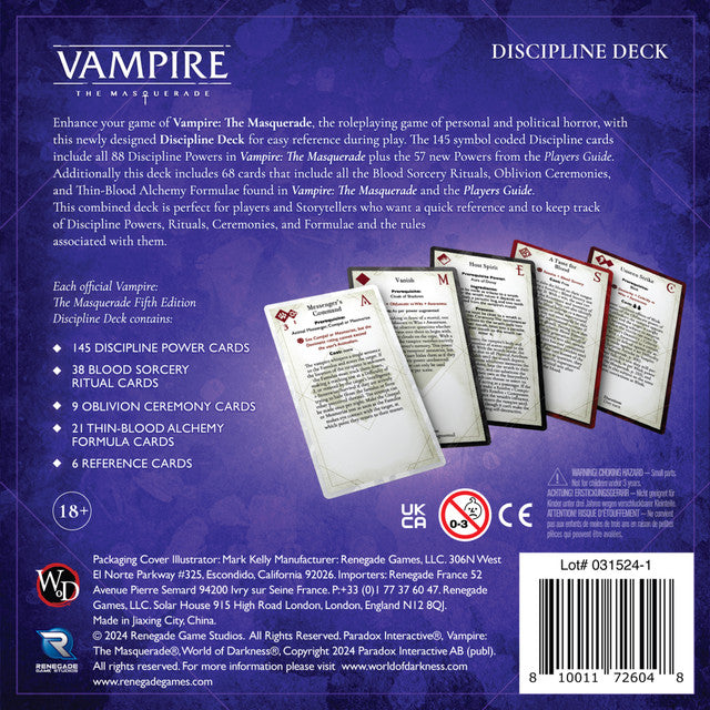 Vampire: The Masquerade - 5th Edition Discipline Deck
