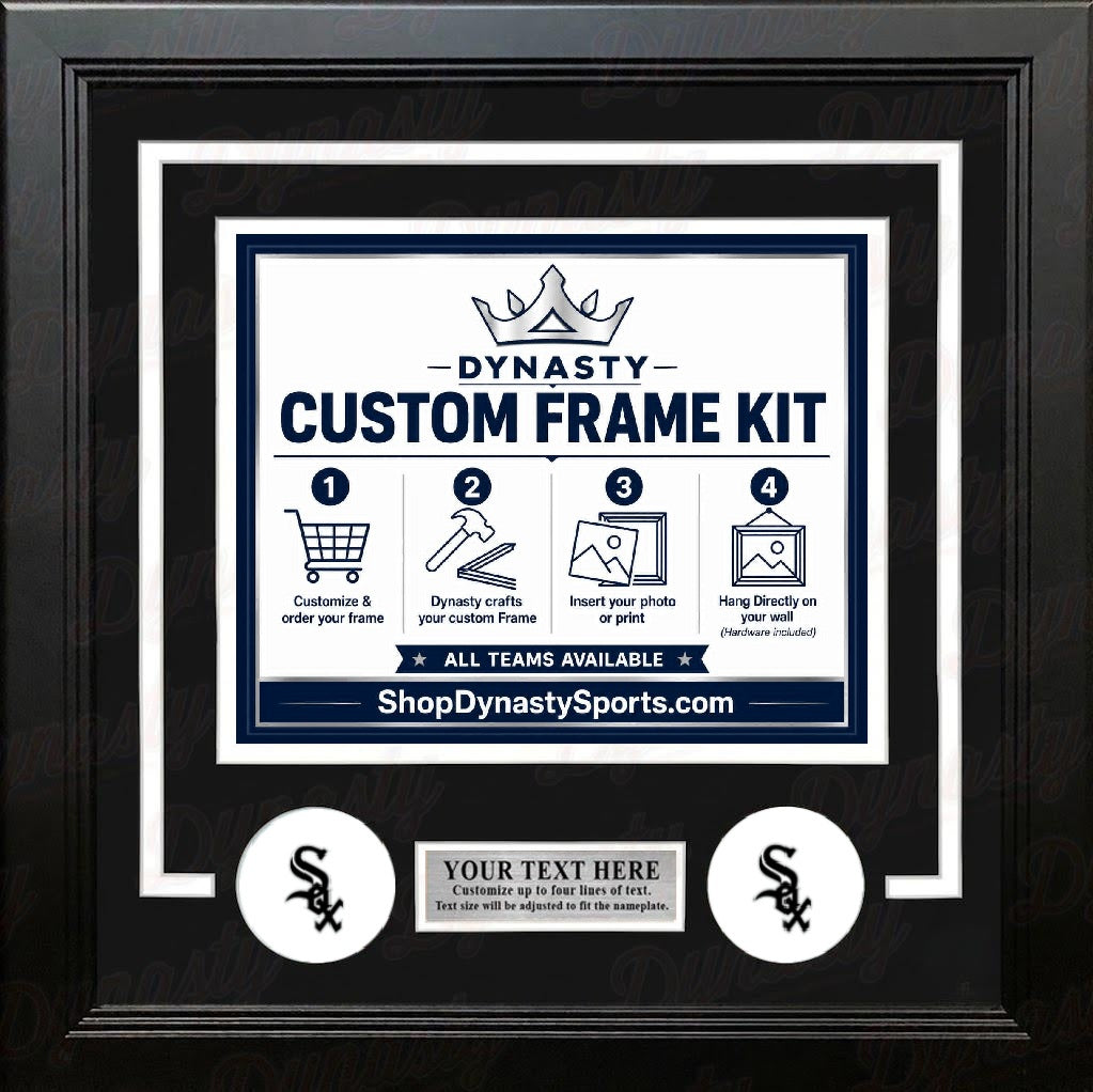 MLB Baseball Photo Picture Frame Kit - Chicago White Sox (White Matting, Black Trim)