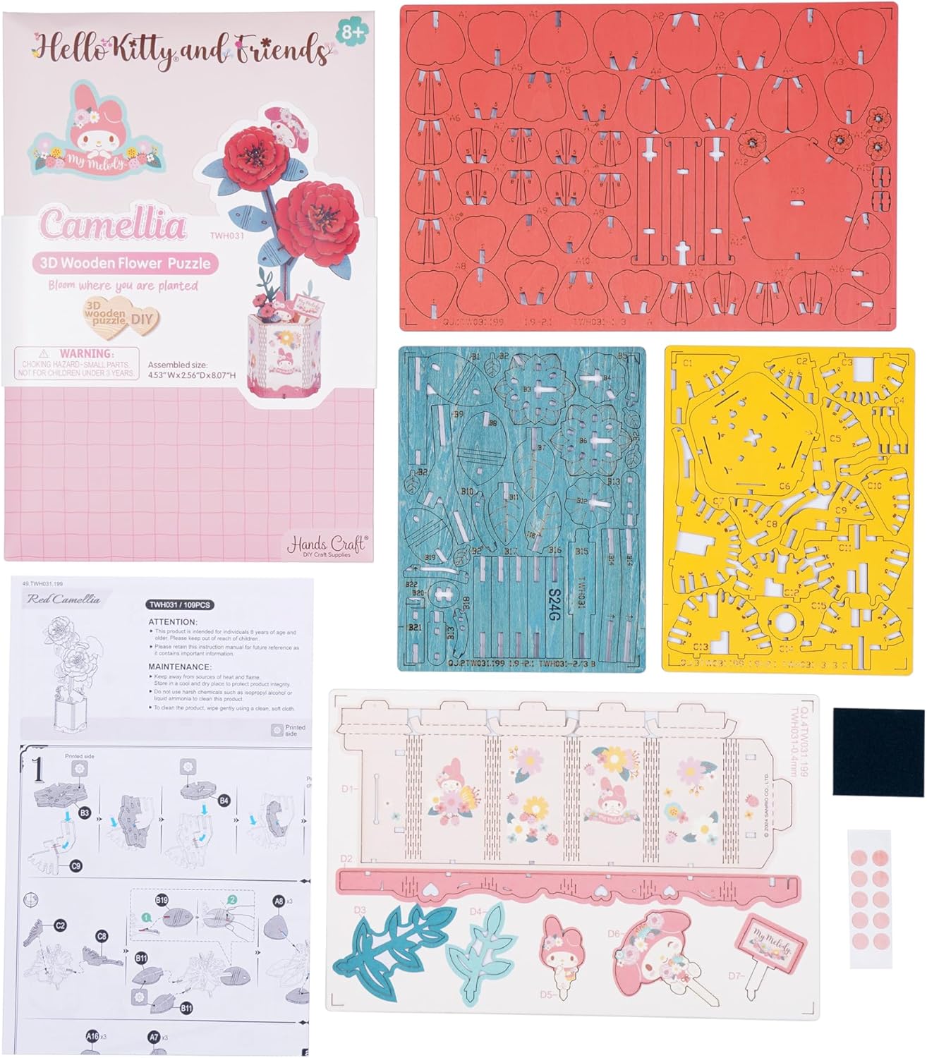 Wooden Puzzle: Hello Kitty® and Friends My Melody Red Camellia