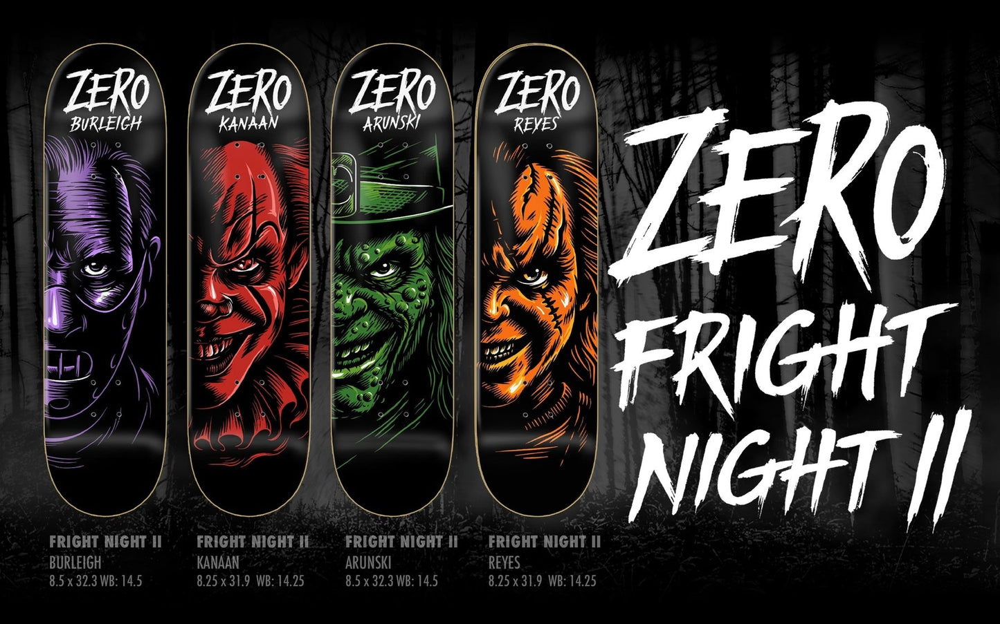 Zero Burleigh Fright Night 2 - Hannibal 8.5" Complete Skateboard