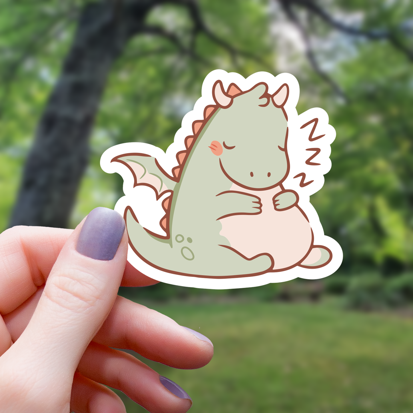 Chibi Sleeping Dragon Monster Sticker - 3"