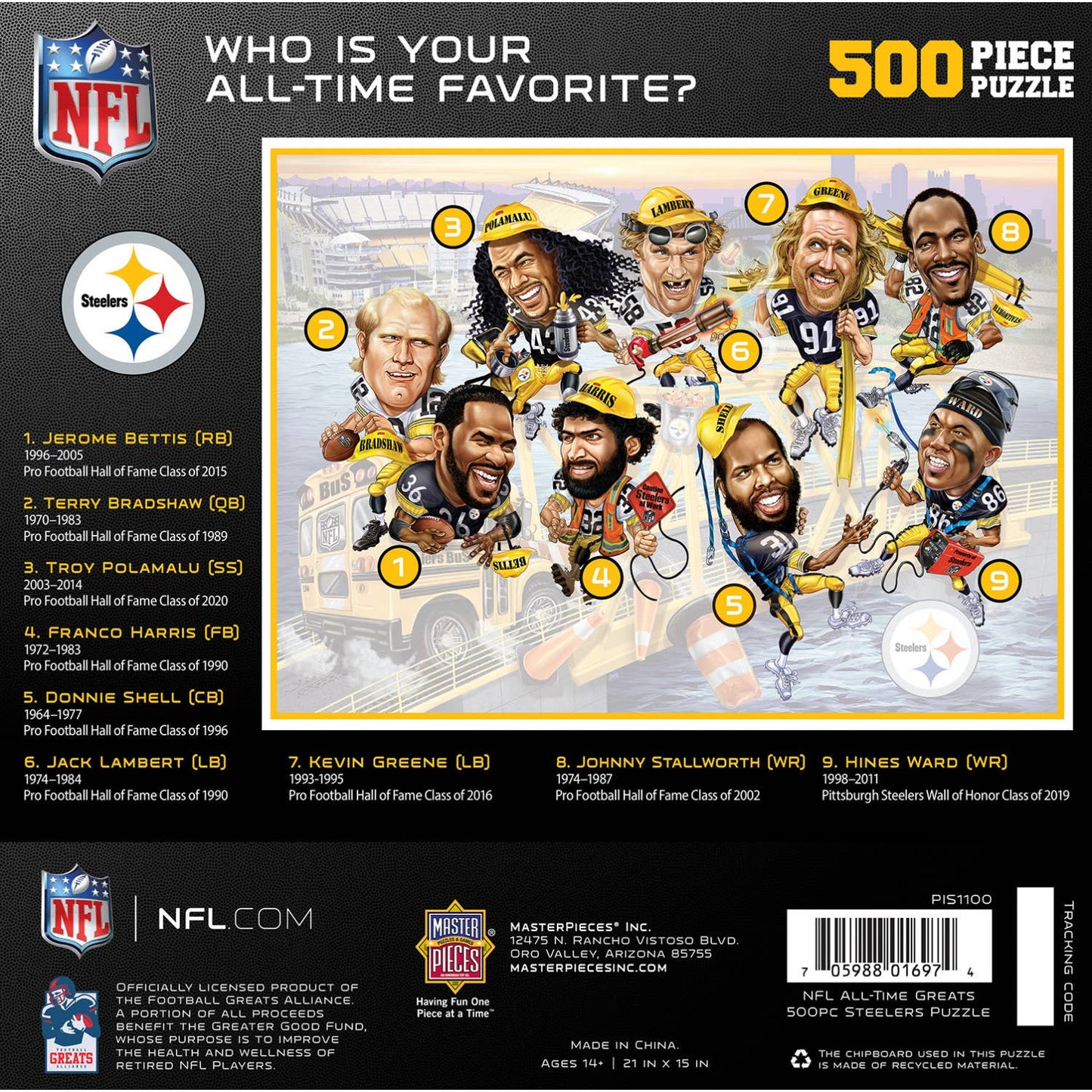 Pittsburgh Steelers NFL All-Time Greats 500pc Jigsaw Puzzle