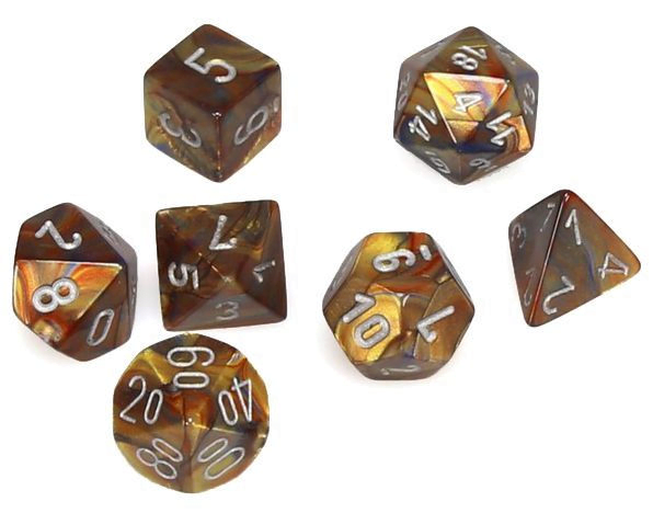 Chessex: Mini Polyhedral Dice set - Lustrous Gold / Silver