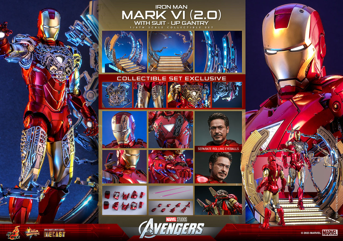 Iron Man Mark VI (2.0) with Suit-Up Gantry by Hot Toys