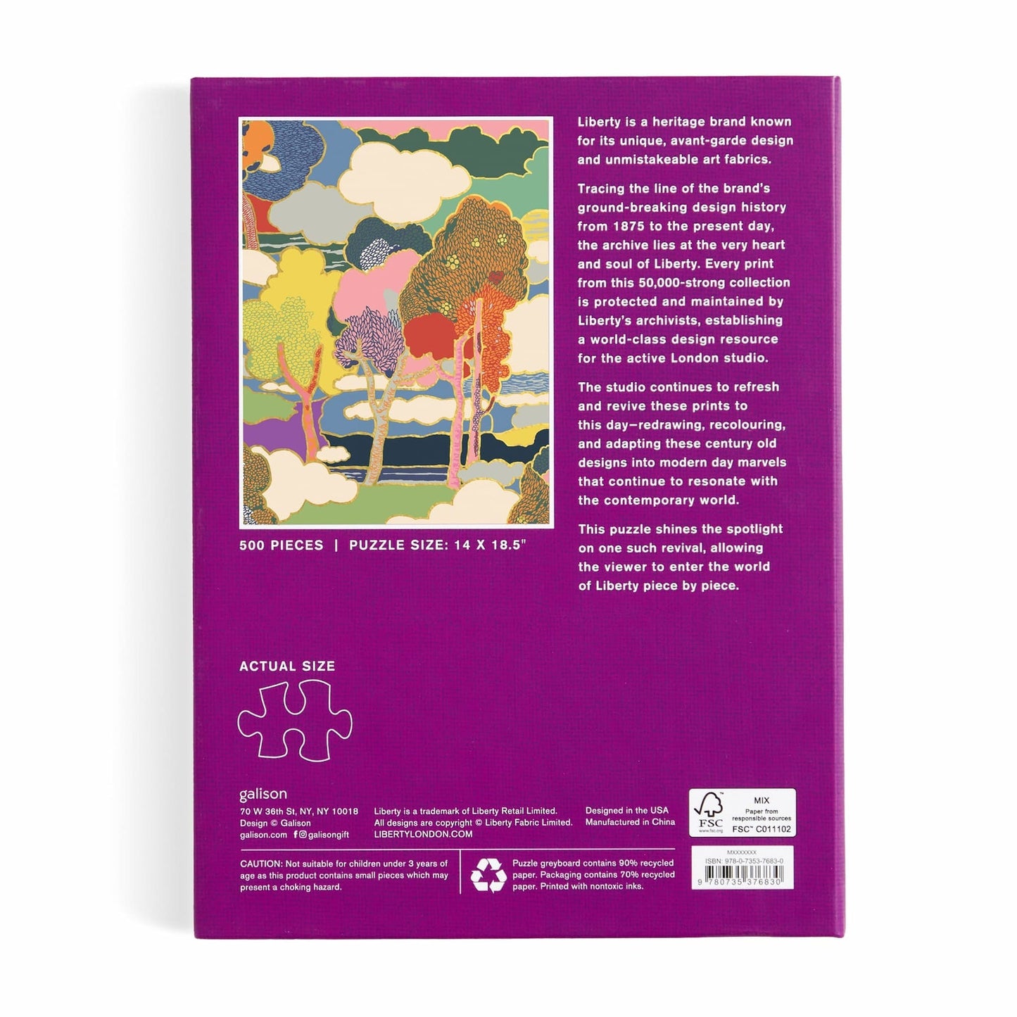 Galison Puzzles: Book Puzzle - 500 Pieces - Liberty - Prospect Road