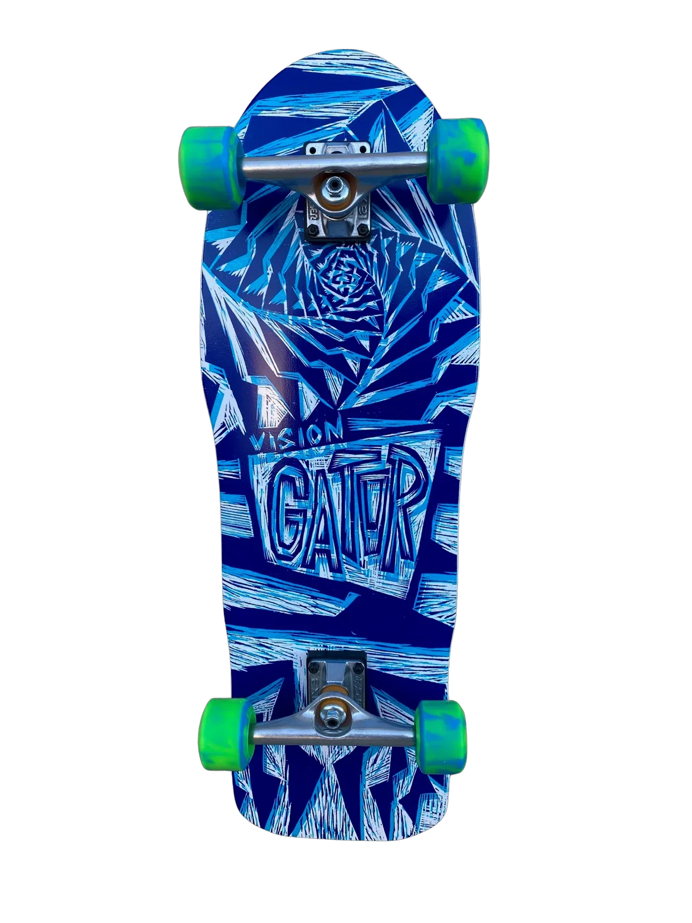 Vision Gator II Woodcut Art White/Blue 10.25" Complete Skateboard