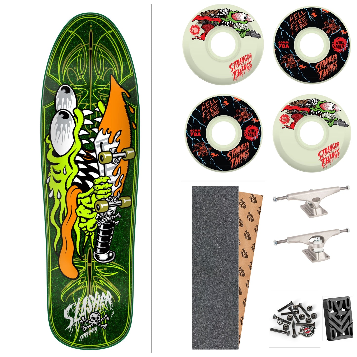 Santa Cruz Meek Pinstripe Slasher 9.23" Green Complete Skateboard