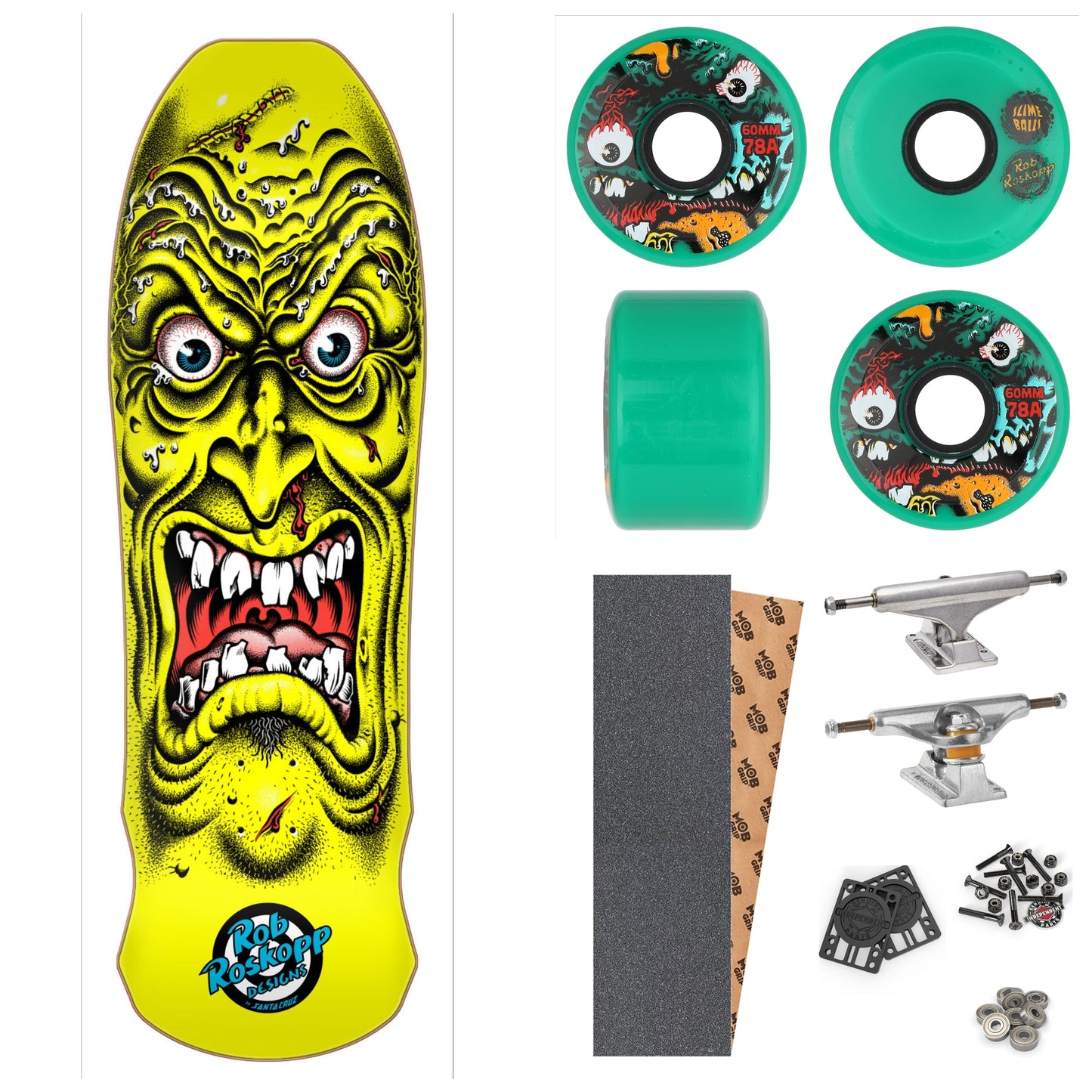 SANTA CRUZ ROB ROSKOPP FACE YELLOW 9.5" COMPLETE SKATEBOARD