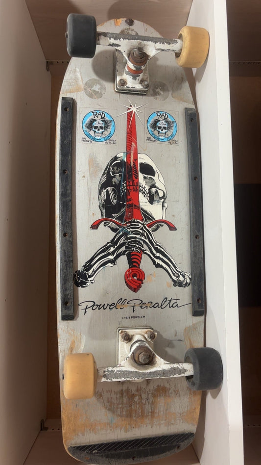 Powell Peralta Ray Rodriguez Skull & Sword Silver Original 80s USED Complete Skateboard