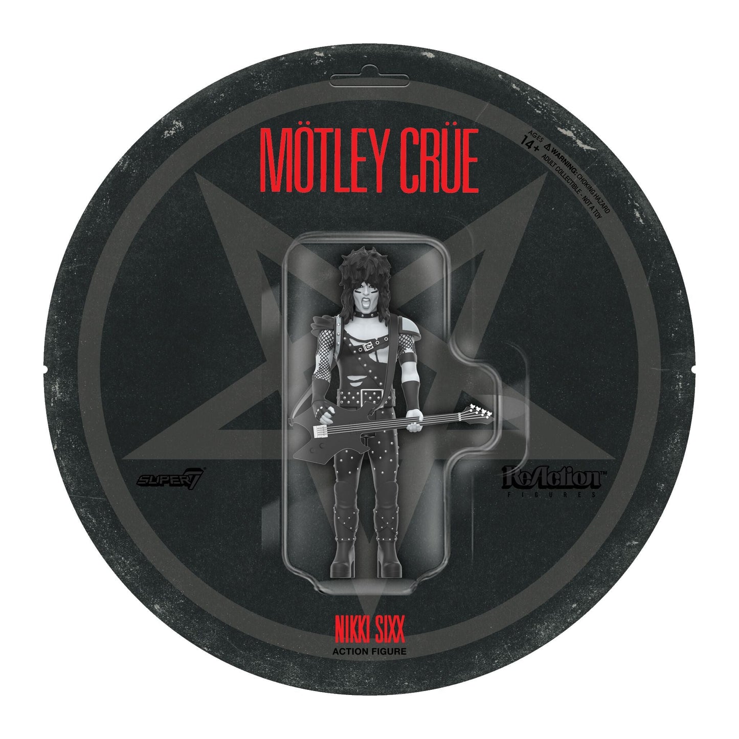 Super7 x Mötley Crüe - Nikki Sixx (Shout At The Devil B&W) ReAction Figure