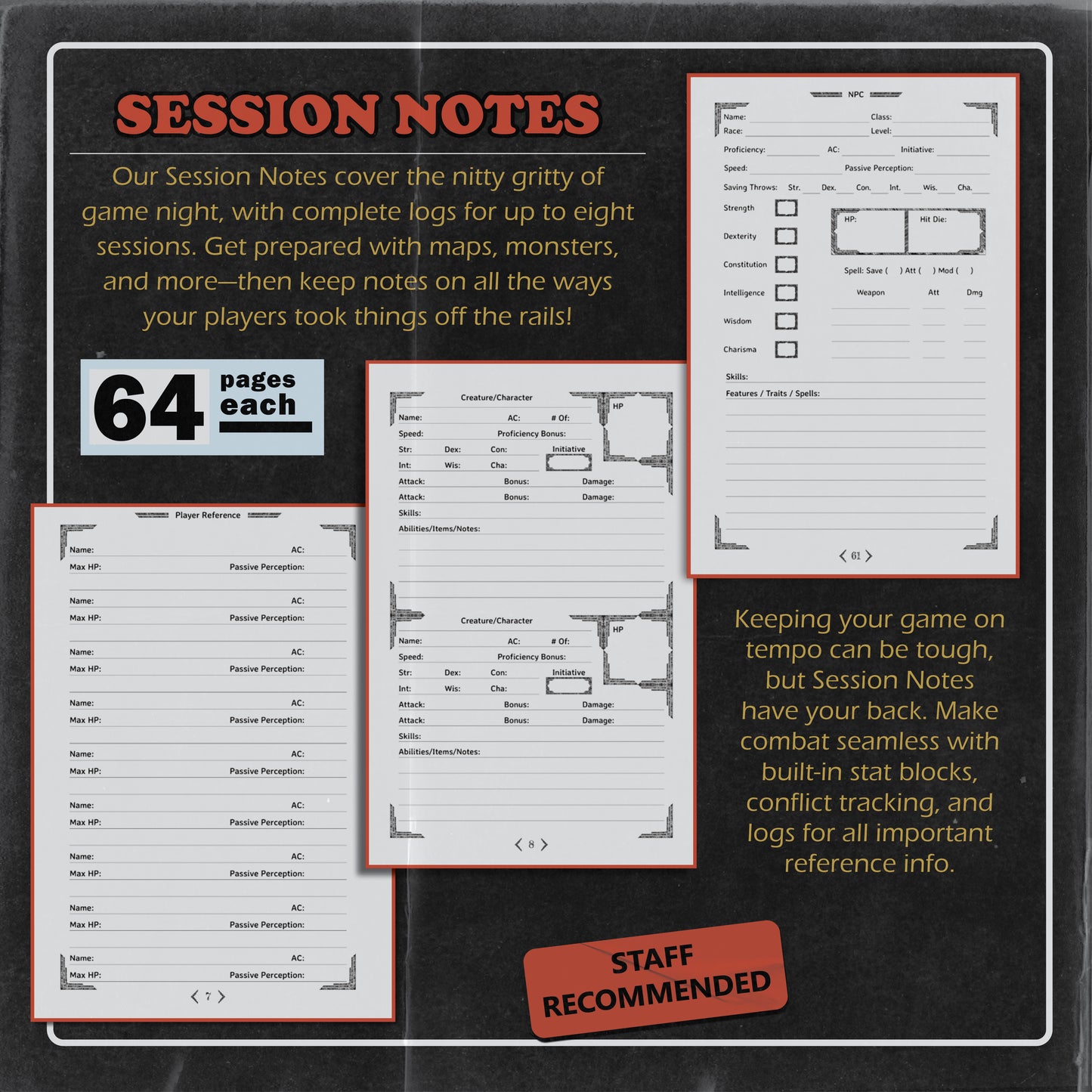 Dungeon Notes D&D 5E DM's Journals 3 Pack