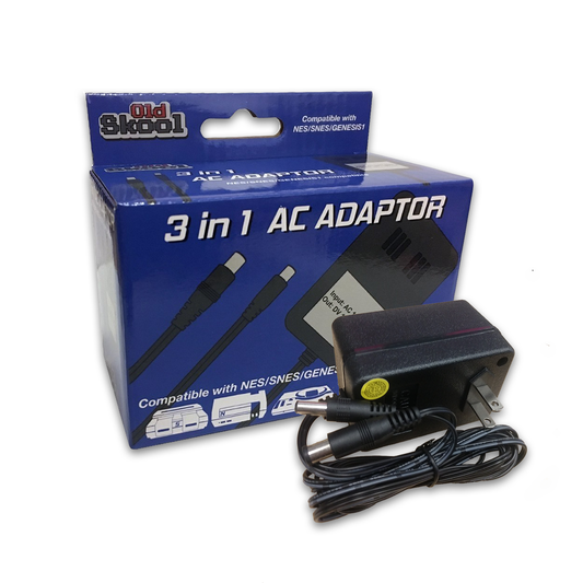 3in1 AC Adapter (Snes, Nes, Genesis 1 ) 1000 mA