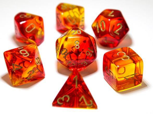 Lab Dice 3 Gemini: Poly Red/Yellow/Gold (7)