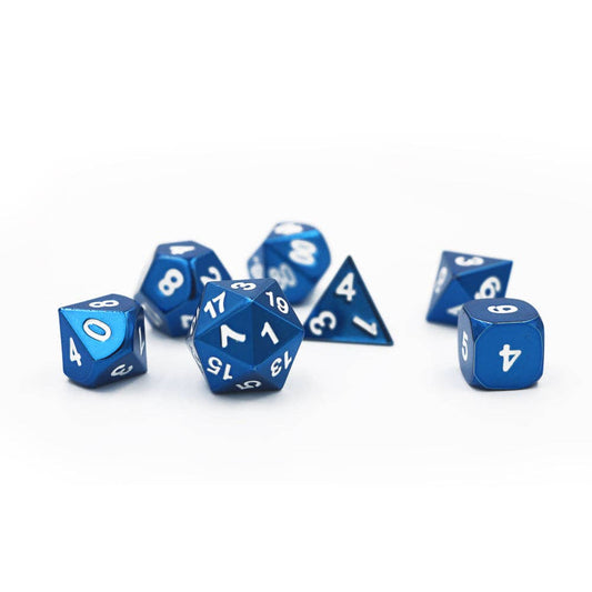 Shiny Blue Metal Dice Set