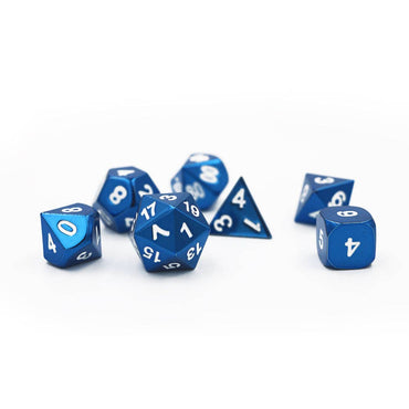 Shiny Blue Metal Dice Set