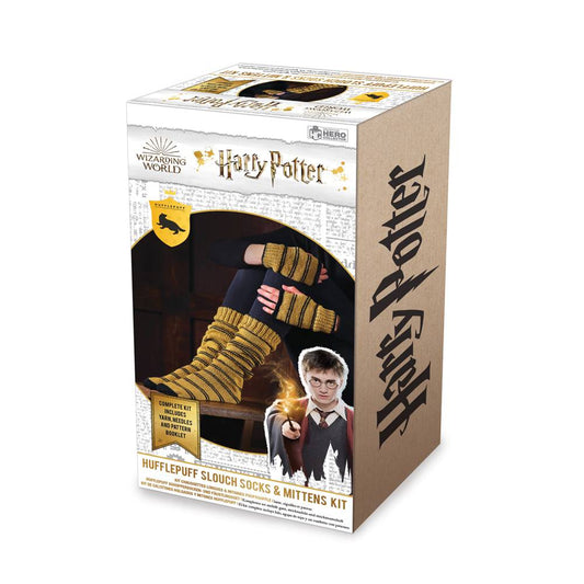 HP KNIT KITS HUFFLEPUFF FINGERLESS MITTENS AND SOCKS KIT (C: