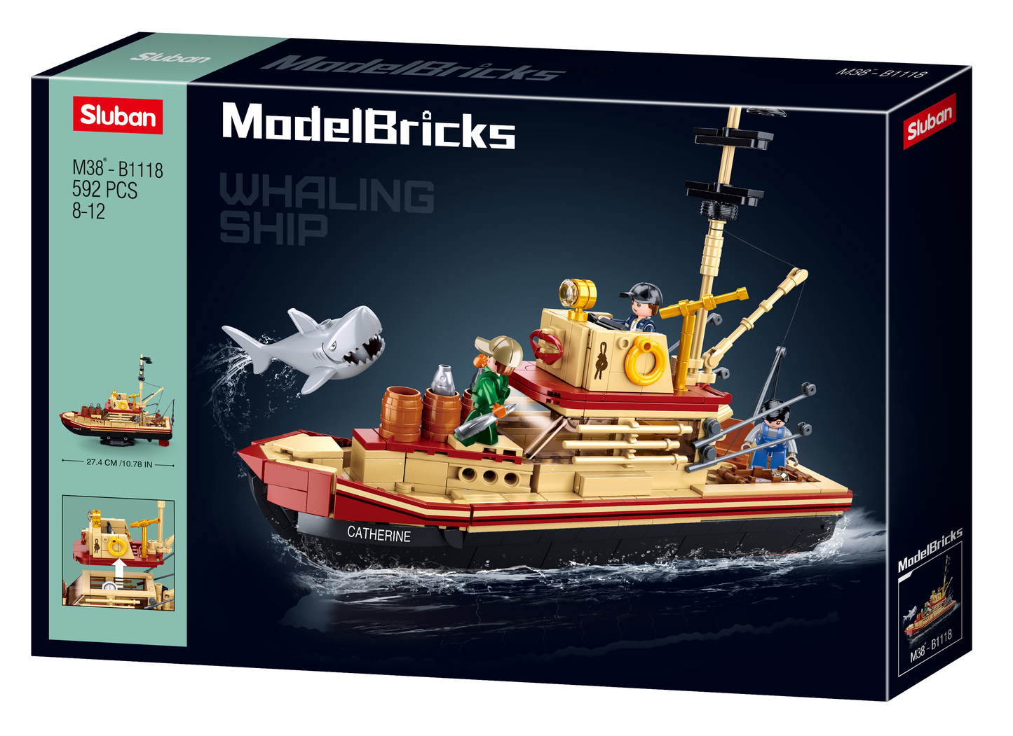 Sluban - Model Bricks The Great Shark Boat Building Brick Kit 592 pcs