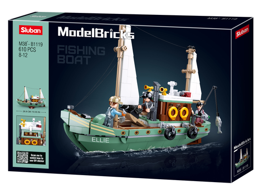 Sluban - Model Bricks Fishing Boat Building Brick Kit (610 pcs)