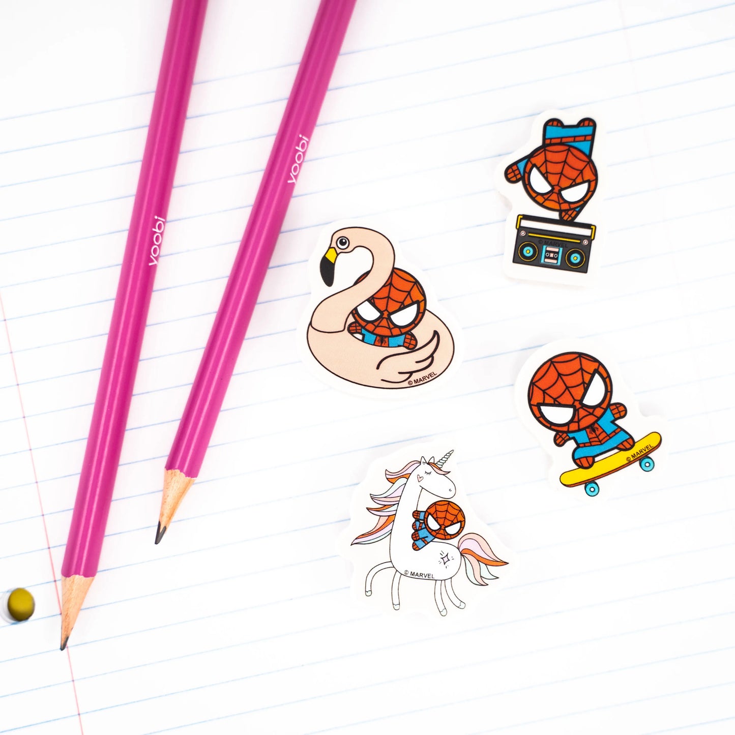 Yoobi Eraser 4pk Kawaii Retro Spiderman